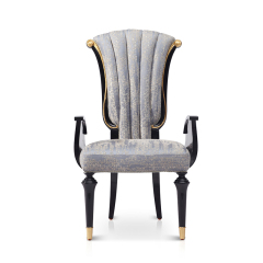 Leather And Fabric High Back Upholstered Dining Chair