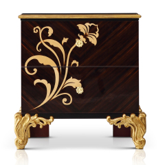 BLOOM High Gloss Blank and Golden Nightstand/Bedside Table/Bedroom Furniture