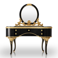 Black and Golden Wooden Mirrored Vanity Table with drawers /Makeup Table/Bedroom Furniture