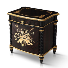 PROSPERITY High Gloss Blank and Golden Nightstand/Bedside Table