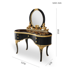 Black and Golden Wooden Mirrored Vanity Table with drawers /Makeup Table/Bedroom Furniture