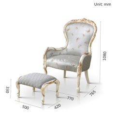 Classic Grey Decorative Living Room Fabric Chair Armchair