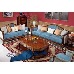 2021 new arrivals Luxury European Style Living Room Solid Wood Carved Leather Sofa Set