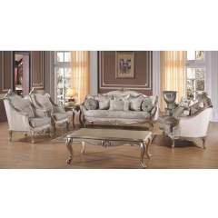 Gold Carved Fabric Luxury Antique Sofa Set