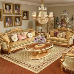 Royal Family Living Room Velvet Fabric Sofa