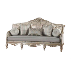 Antique Carved Wooden Frame Fabric Sofa