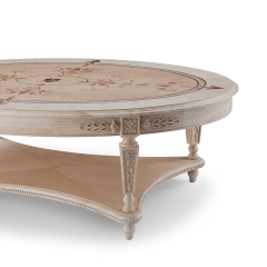 Ash Wood Antique Oval Shaped Living Room Coffee Table