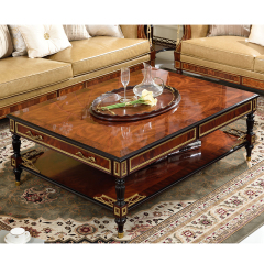 Living Room Furniture Victoria Style High Gloss Veneer Square Coffee Table
