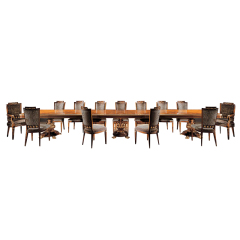 Classic Long Dining Table Sets Luxury Wood Carving Multi-Person Dining Table And Chairs