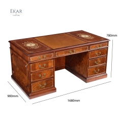 European Knee hole Solid Wood Executive Desk