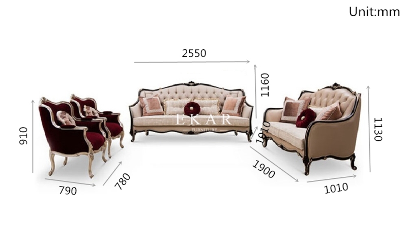 Full House Style Villa Livingroom Furniture Set Classic Style Sofa Set