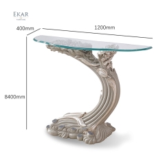 Living room classic design style tree trunk shaped wooden glass console table