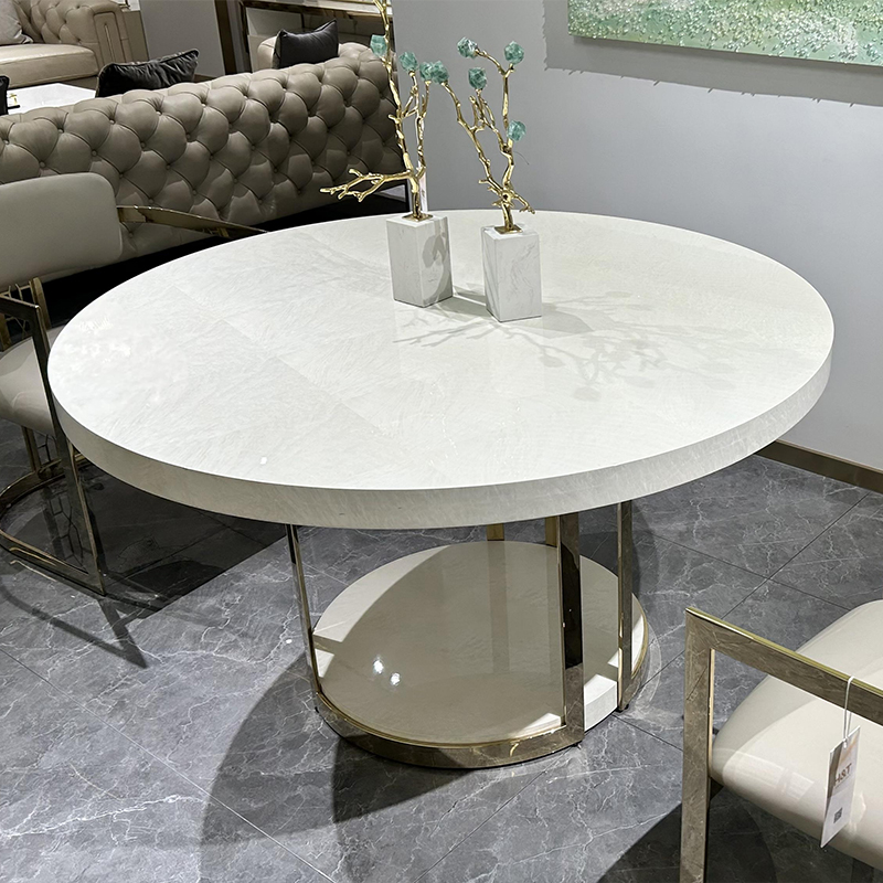 Round Dining Table with Steel Base