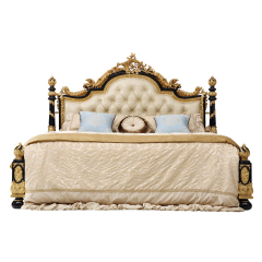 Luxury Royal Gold Foil Carved Bedroom Furniture Set