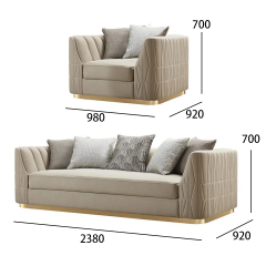 Metal Base 1-3 Seater Sofa and Coffee Table Set