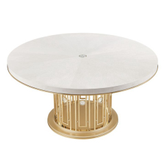 Circular Dining Table with Metal Accents