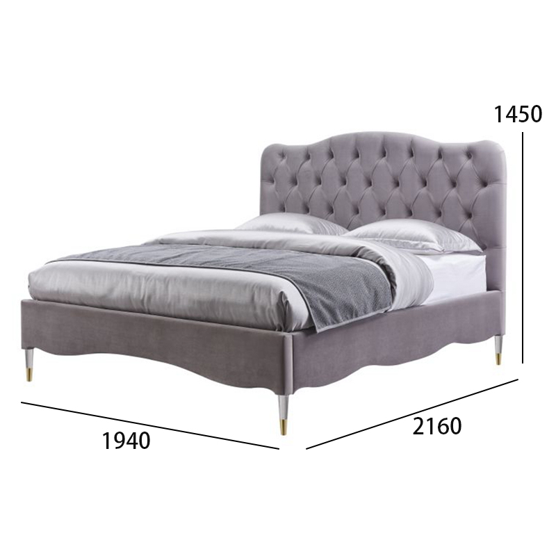 Elegant Upholstered Bed and Nightstand Set with Metal Frame