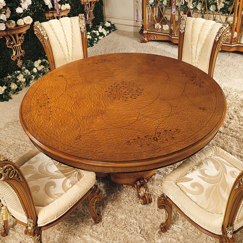 Exquisite Baroque Style Solid Wood Dining Table