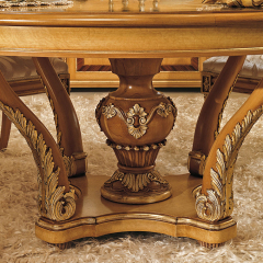 Graceful Baroque Style Solid Wood Round Dining Table