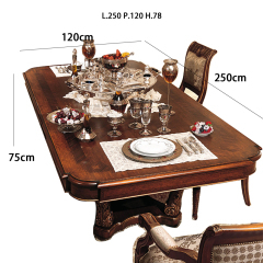 Regal Baroque Style Dark Wood Long Dining Table