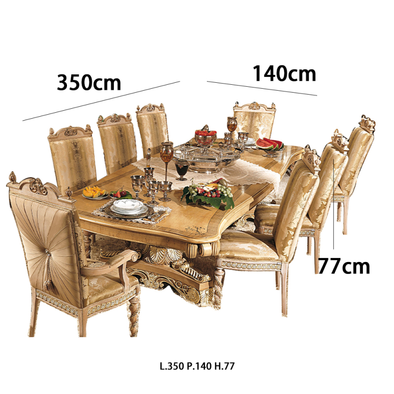 Exquisite baroque style solid wood dining table