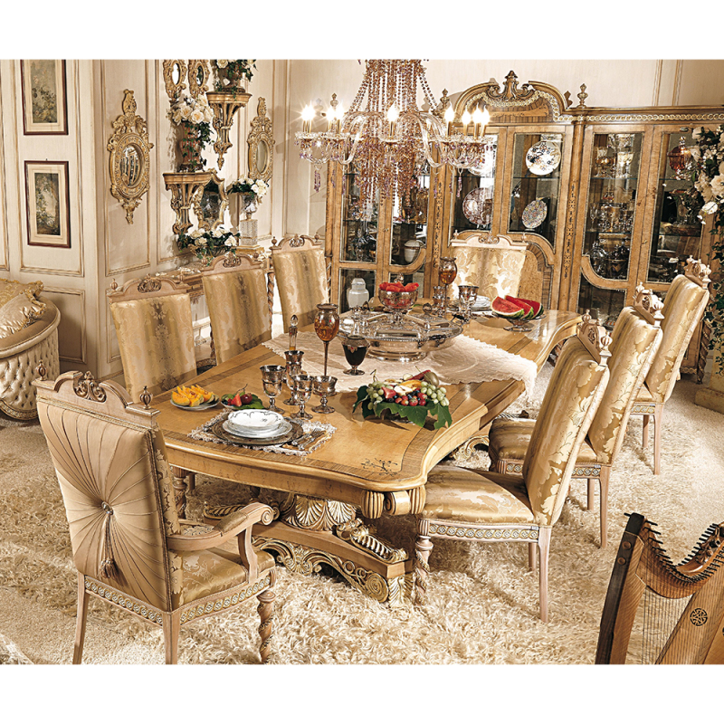 Exquisite baroque style solid wood dining table