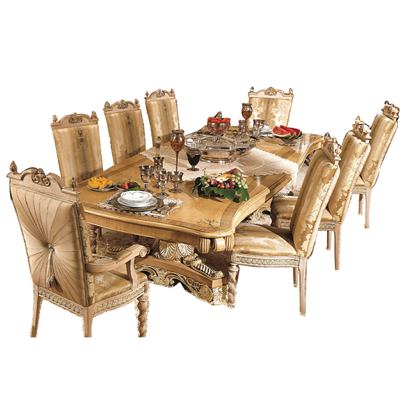 Exquisite baroque style solid wood dining table