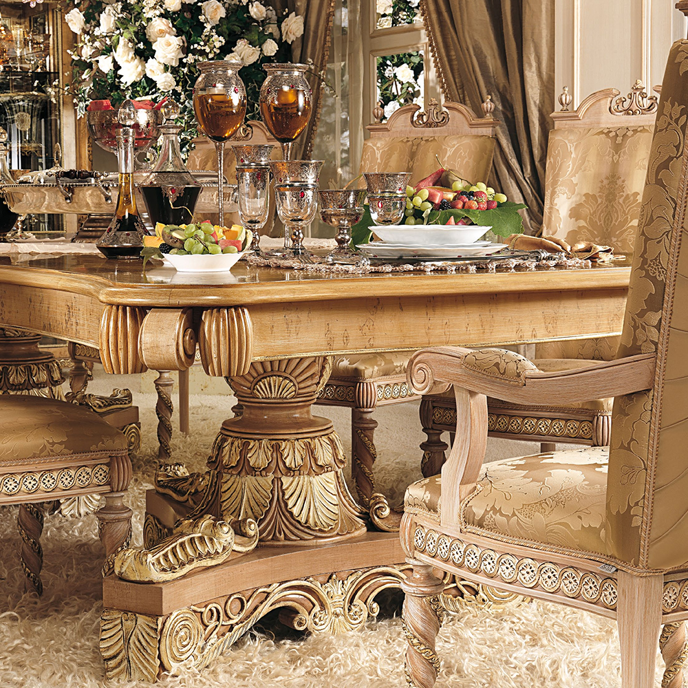 Exquisite baroque style solid wood dining table