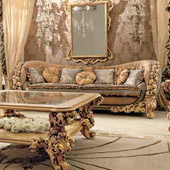 Exquisite Baroque-style carved sofa: adds gorgeous beauty to the living room