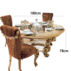 Elegant Baroque Style Solid Wood Round Dining Table