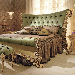 Baroque style heavy carved luxury bedroom bed