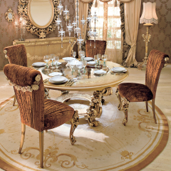Elegant Baroque Style Solid Wood Round Dining Table