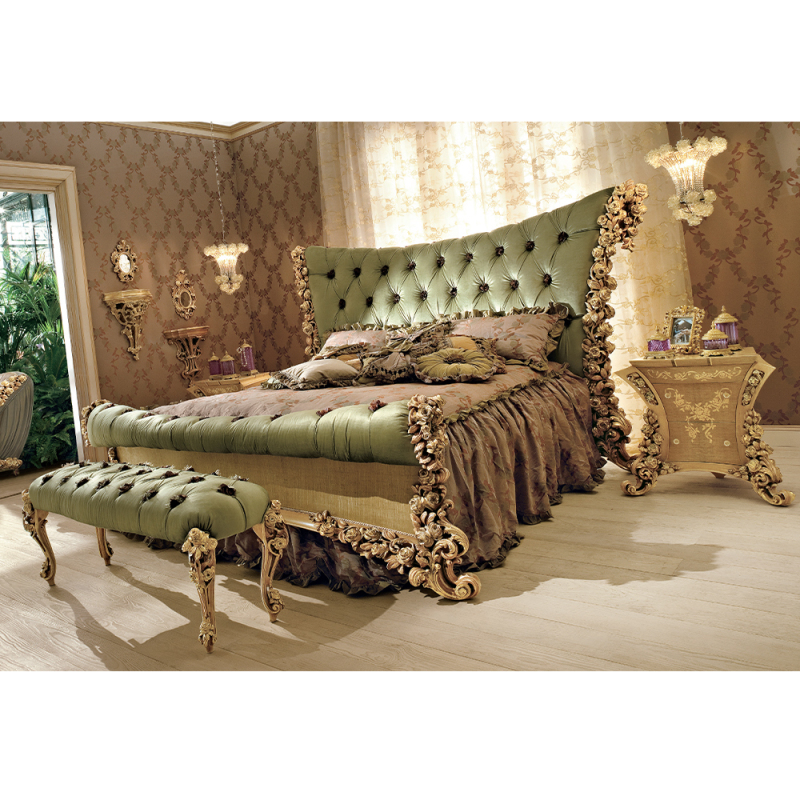 Baroque style heavy carved luxury bedroom bed