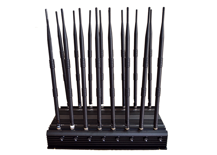 World First All-in-One Powerful Cellphone WiFi 5g GPS Lojack UHF VHF Signal Jammer with 16 Antennas