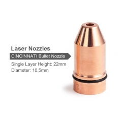 Bullet Laser Nozzle (Single Layer, Dia.10.5mm Hight 22mm) for CINCINNATI Lasermech Fiber Laser Cutting Head Welding Machine 1064nm