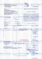 bill of lading from multepak customer
