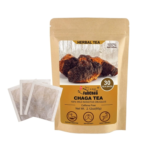 FullChea - Chaga Tea Bags, 30 Teabags, 2g/bag - Premium Chaga Mushroom Tea - Non-GMO - Naturally Caffeine-free Herbal Tea - Rich In Antioxidants