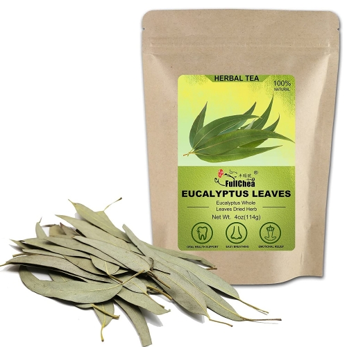 FullChea - Dried Eucalyptus Leaves - 4oz/114g - Hojas de Eucalipto - Premium Chinese Dried Eucalyptus Herb Whole Leaf - Easy Breathing Support