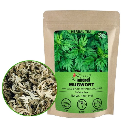 FullChea - 100% Pure Natural Dried Mugwort Herb Loose Leaf - 4oz/114g - Superior Dried Mugwort Tea - Sulfur-free - Help Lucid Dream