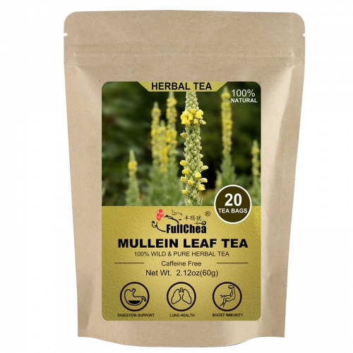 FullChea -Mullein Leaf Tea Bags, 20 Teabags, 3g/bag For Lungs - Natural Healthy Herbal Tea For Detox & Respiratory Support