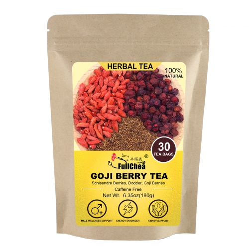 FullChea - Goji Berry Tea For Men, 30 Count X 6g - Premium Five Flavors Herbal Tea Combination - Support Kidney Health & Boost Energy