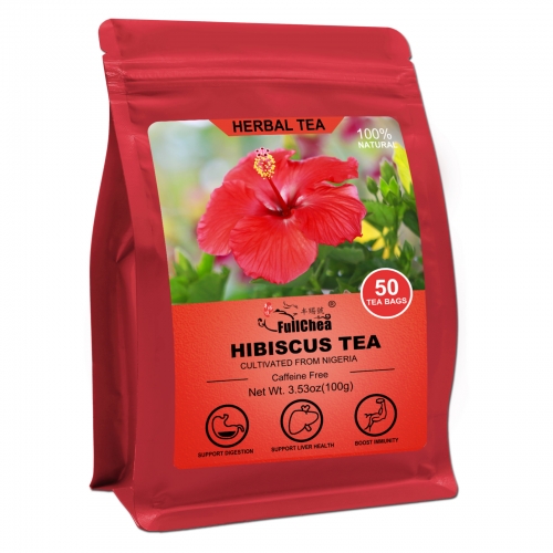 FullChea - Hibiscus Tea Bags, 50 Teabags, 2g/bag - Premium Hibiscus Flower Tea Bag - Cultivated From Nigeria - Non-GMO - Caffeine-free - Rich in Antio