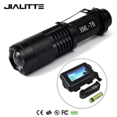 Jialitte F101 Zoom Camping Aluminum XML T6 Led Tactical Flashlight, 18650 Battery and Charger Included