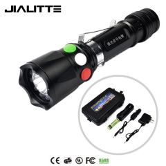Jailitte F105 3-color signal light torch with 18650 battery and charger 5W 7 mode Railway LED emergency light (white/red/green)
