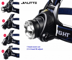Jialitte H009 XPE Q5 3 Mode Zoomable Bicycle Headlamp 500LM 2X18650 Rechargeable LED Waterproof Headlight