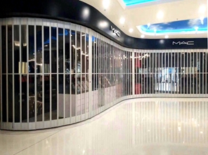 commercial security side sliding folding closures for MAC Cosmetics store