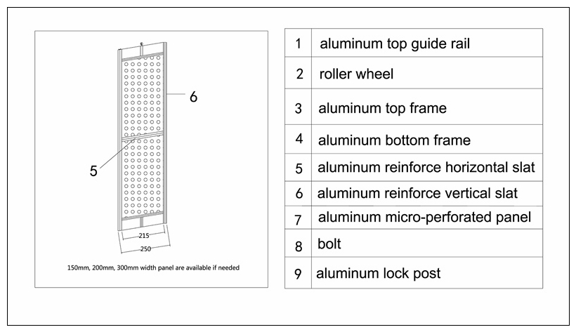 micro-perforated aluminum sliding folding shutter door panels