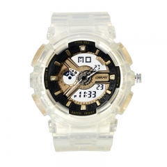 Transpanrent strap PU band quartz Japan movt LCD watch for lady