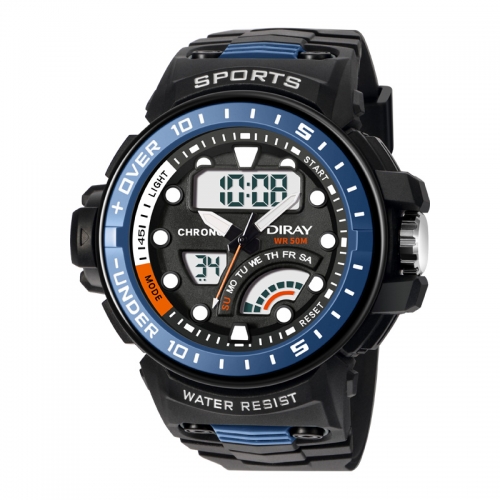 Rubber Band 50m Waterproof digital LCD wristwatch for male