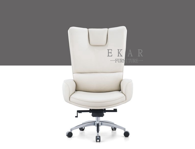 Leader Office Chair Ergonomic White Leather Swivel Lift Chair
